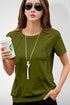 Women Olive Round Neck Half Sleeves T-Shirt